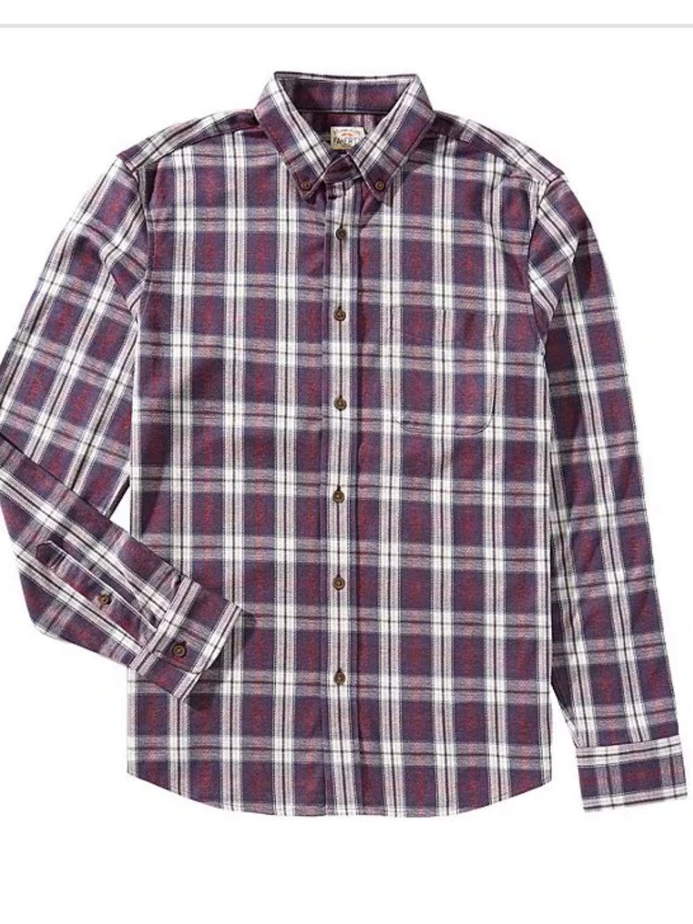 FAHERTY Coastline Knit Shirt Burgundy Oak Plaid Size Large, NWT